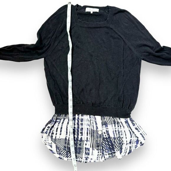 Parker Liff Black Abstract Shirt Tail Sweater Combo Silk Sweater Women’s Size XS - Picture 10 of 10